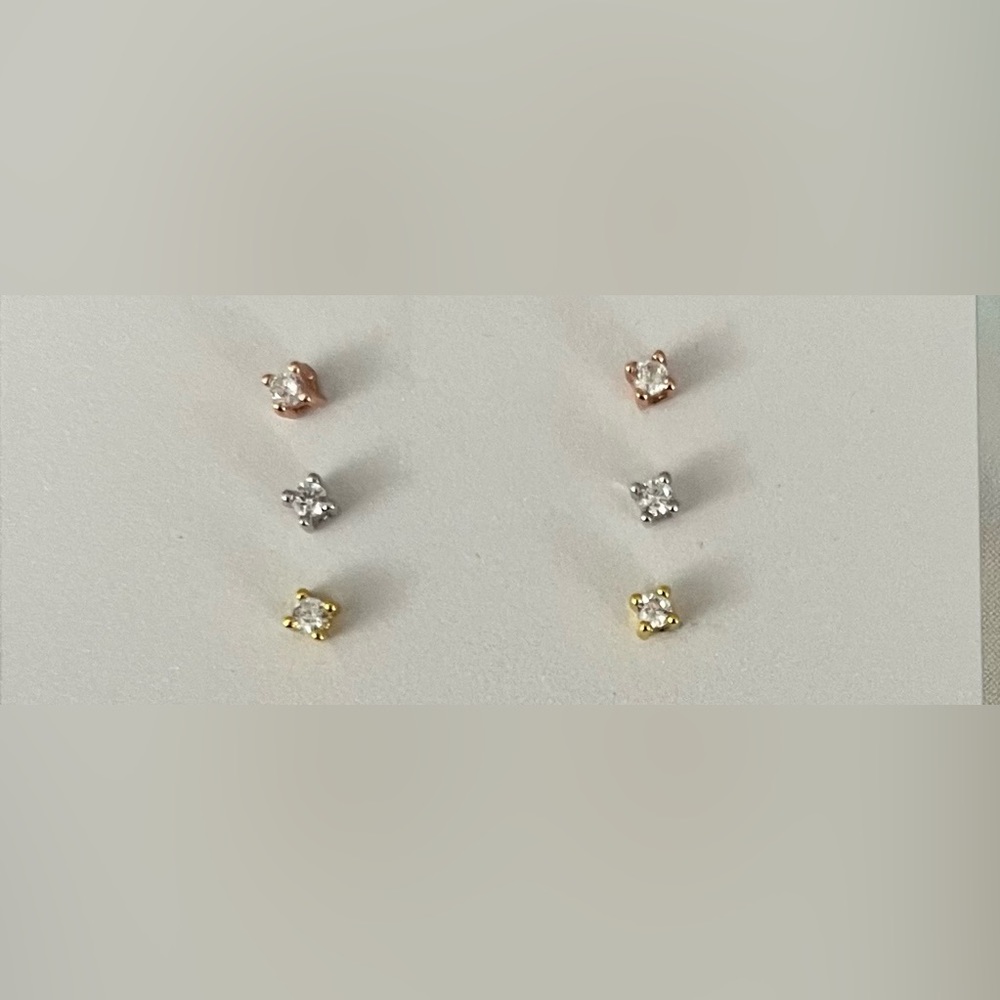 NEW- Sterling Silver Tri Color Stud Pack (3 pack)